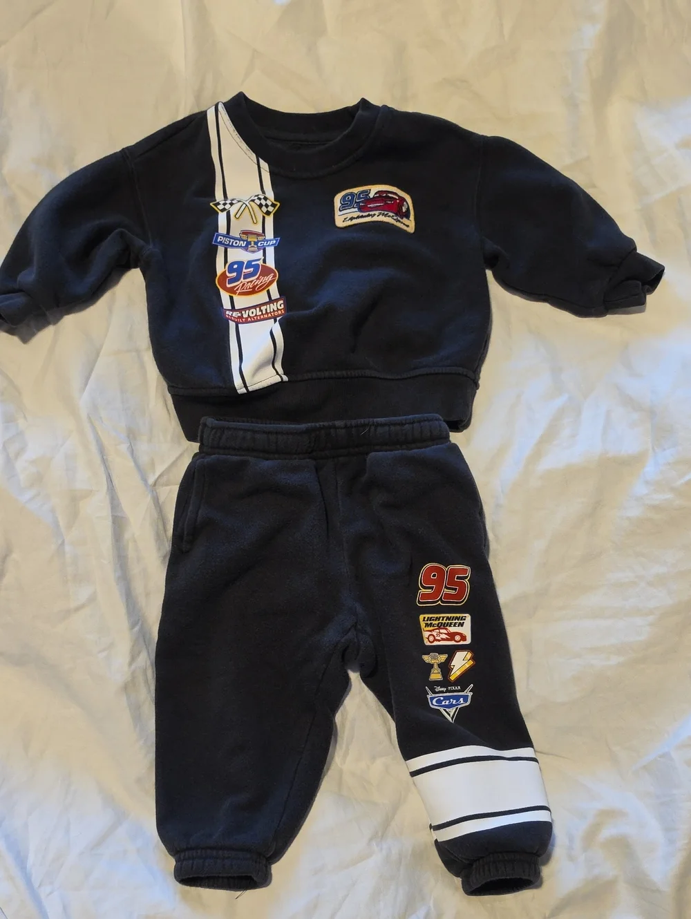 GAP Disney Black & White Kids Sweatshirt and Joggers Set - Lightning McQueen